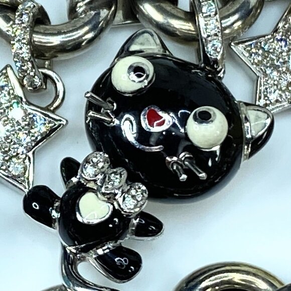 Aaron Basha 18k White Gold Enamel and Diamond Charm Necklace 20" 285.4g JR85754 - Picture 11 of 16